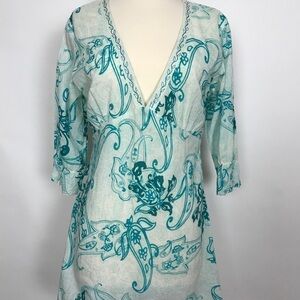 Peppermint Bay cotton dress w/embroidered neck S